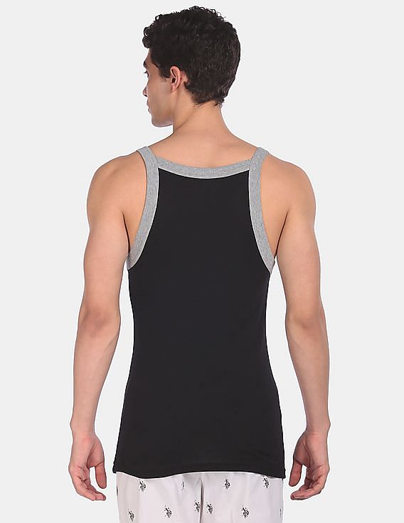 Black USPA INNERWEAR MENS SLEEVLESS VEST 1636