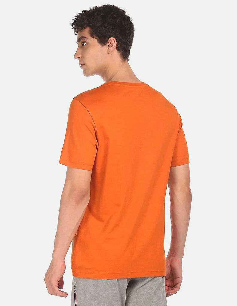 ORANGE USPA MEN HALF SLEEVES T-SHIRT