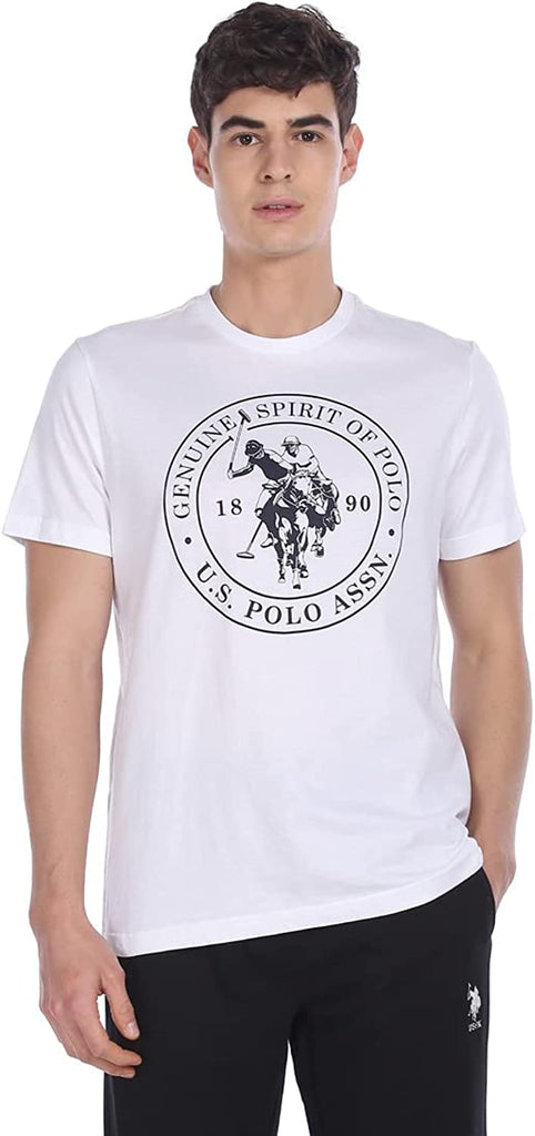 White USPA MEN HALF SLEEVES T-SHIRT