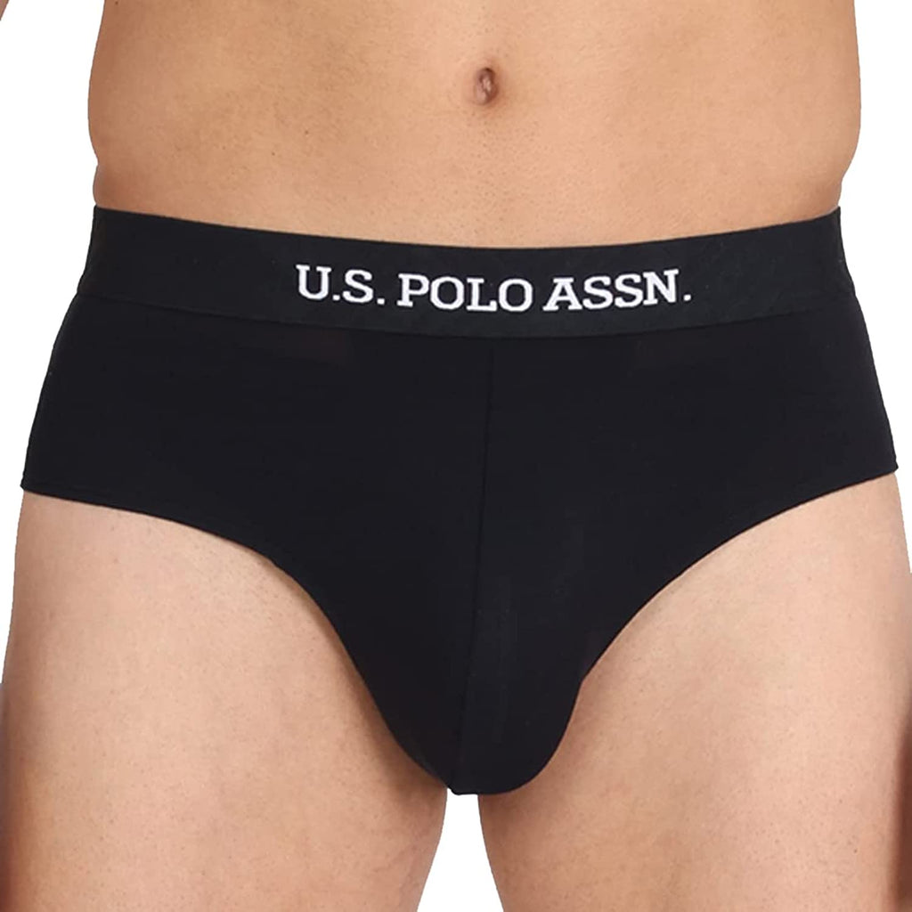 Black USPA I702 Men Solid Brief Underwear