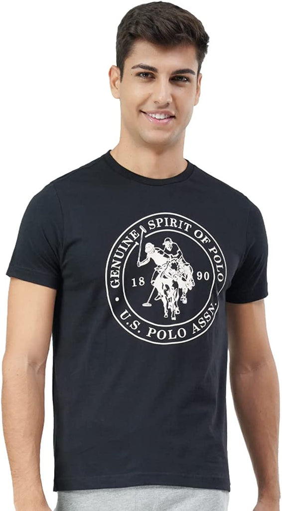 Black USPA MEN HALF SLEEVES T-SHIRT