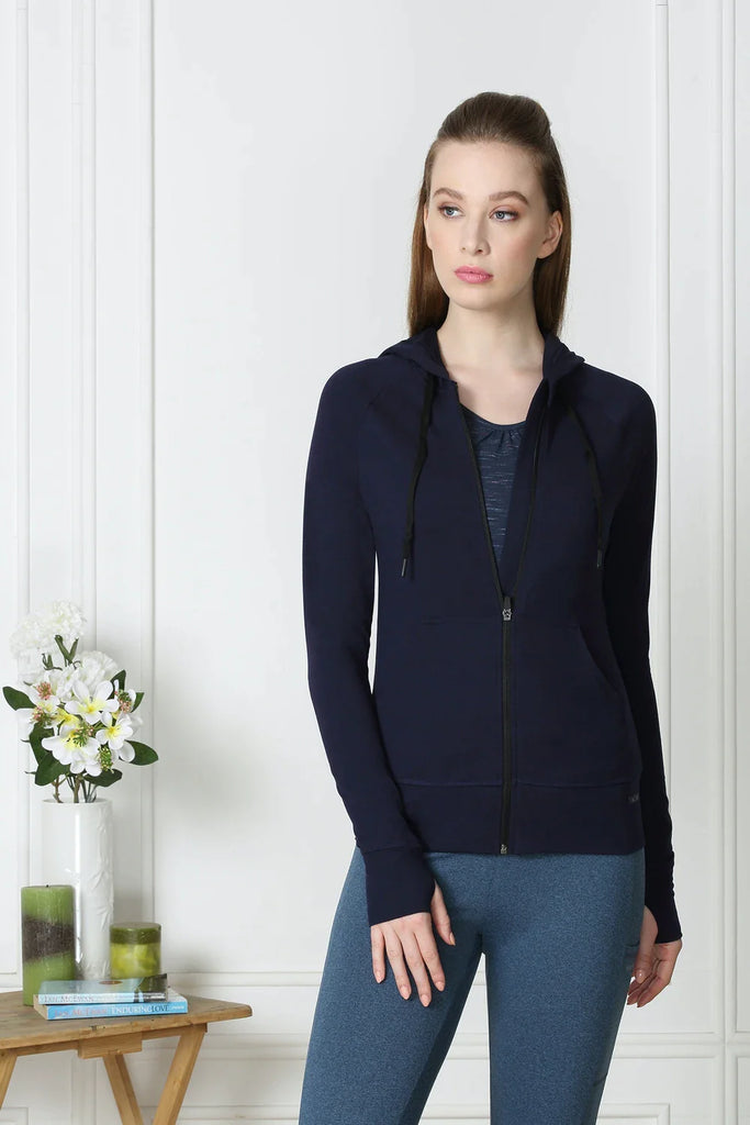 NAVY VanHeuSen Women's SLIM FIT GYM HOODIE JACKET