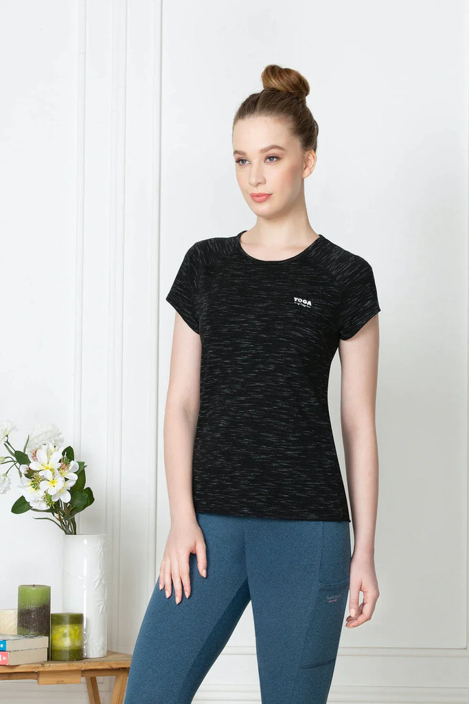 BLACK VAN HEUSEN WOMEN YOGA TEE