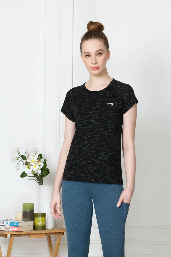 BLACK VAN HEUSEN WOMEN YOGA TEE