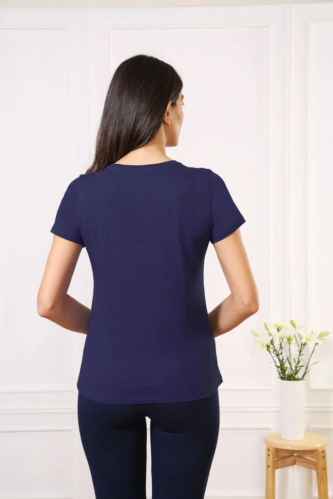 DEEP BLUE VANHEUSEN Women's V Neck Tee