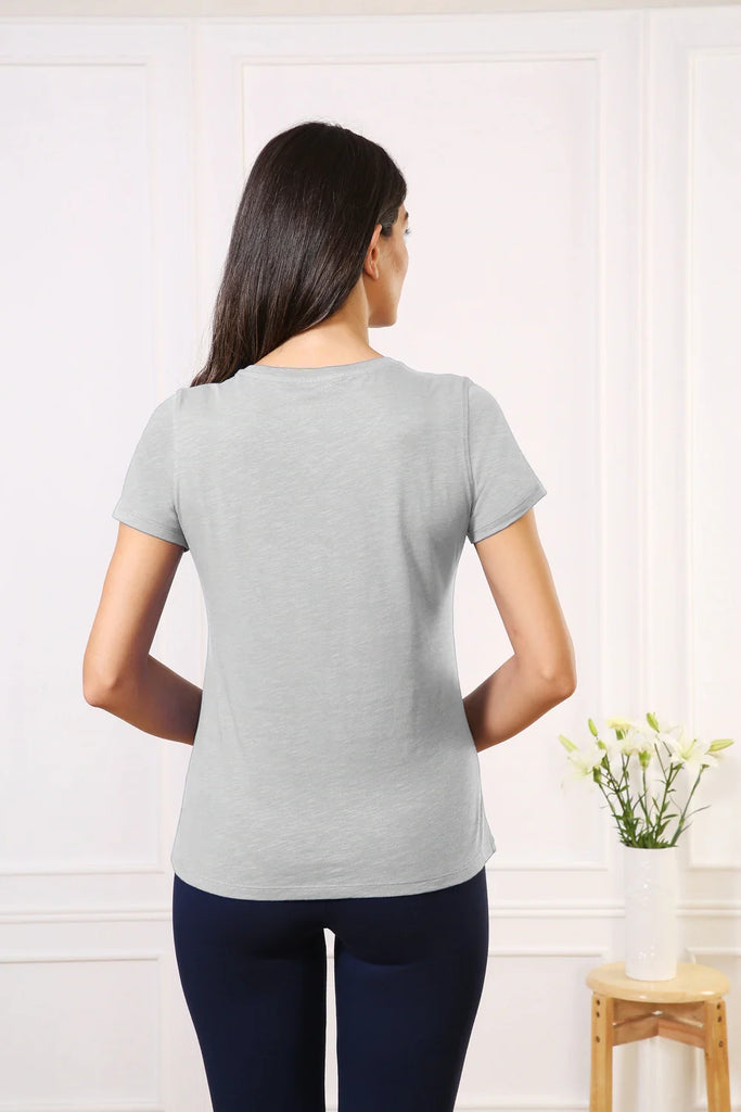 GREY MELANGE VANHEUSEN Women's V Neck Tee