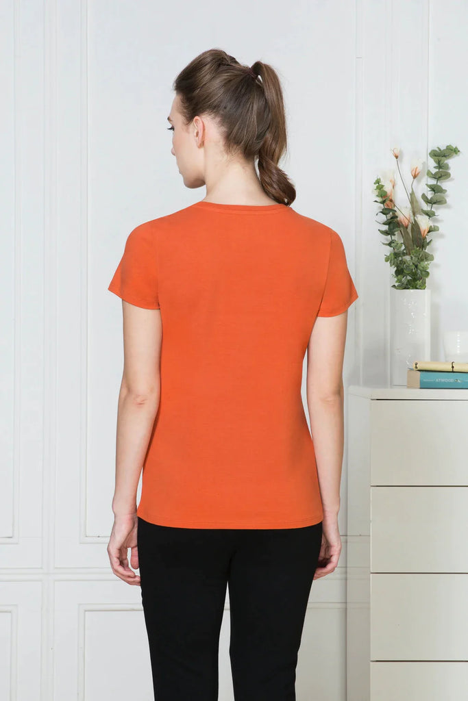 ORANGE CANDY VAN HEUSEN WOMEN's PRINTED CREW NECK TEE