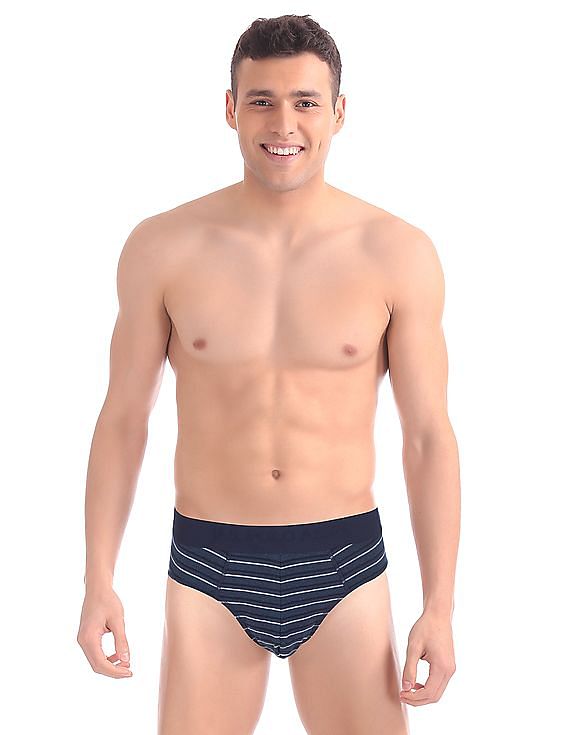 Assorted USPA Mid-rise Soft and durable branded elastic waistband Striped Brief Underwear for men