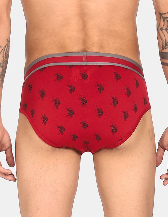 Red USPA I111 Men Printed Brief Underwear