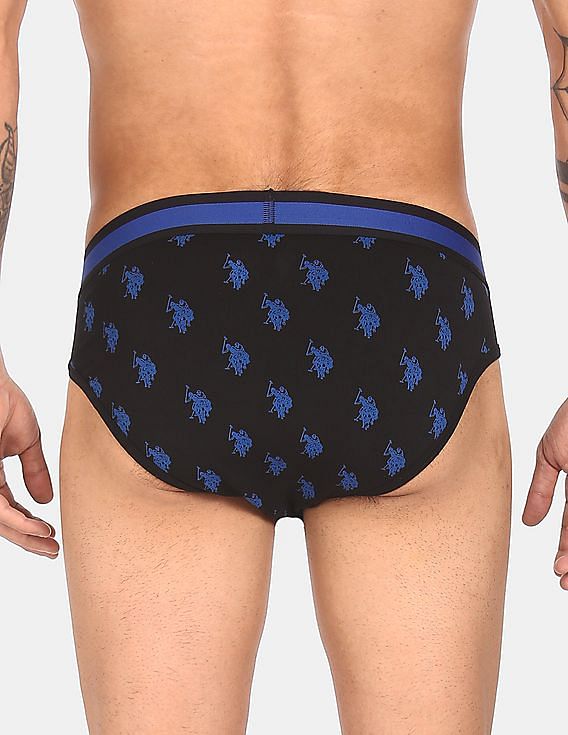 Black USPA I111 Men Printed Brief Underwear