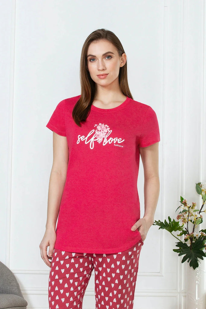 PINK VAN HEUSEN WOMEN's PERFECT PRINTED LONG TEE 