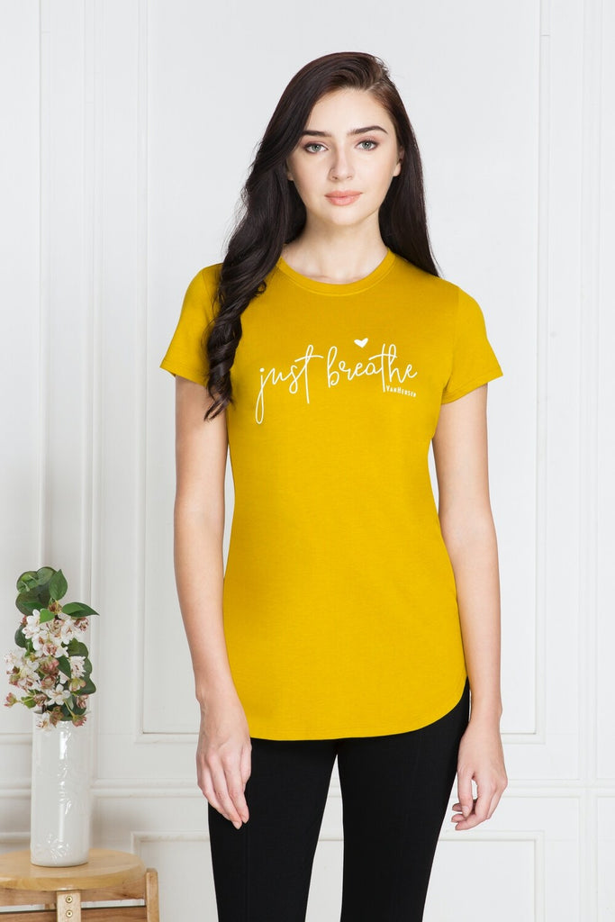 YELLOW VAN HEUSEN WOMEN's PERFECT PRINTED LONG TEE 