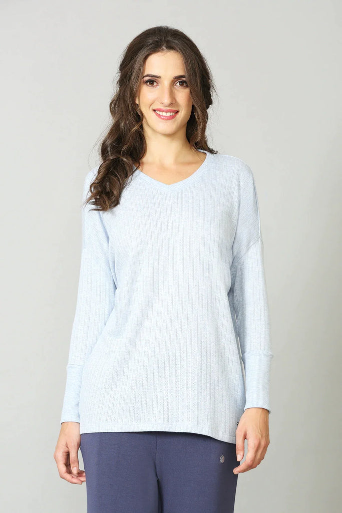 LIGHT BLUE Van Heusen COZY COMFORT LONG SLEEVE TEE FOR WOMEN