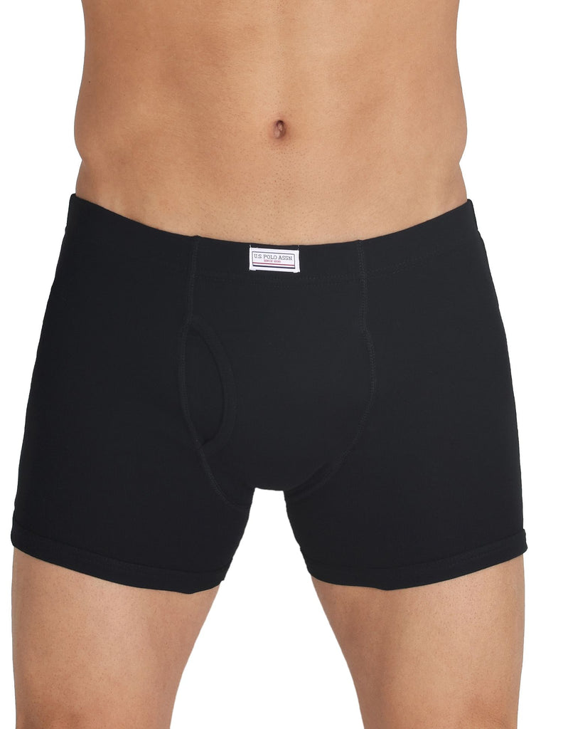 USPA Black Solid Boxer Brief Underwear For Men