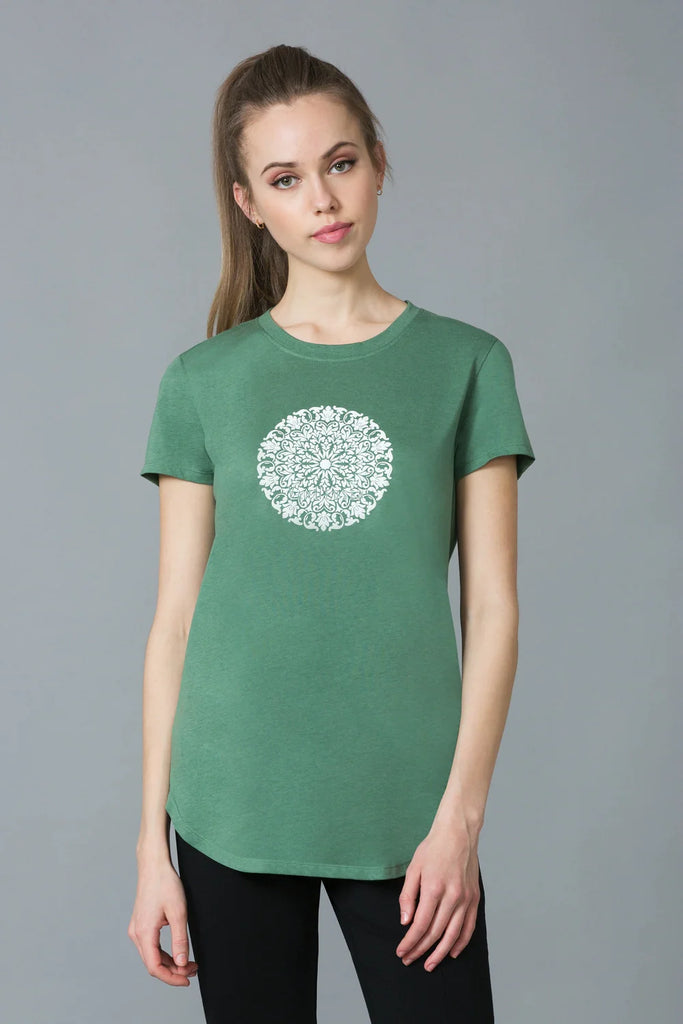 GREEN VAN HEUSEN WOMEN's PERFECT PRINTED LONG TEE 