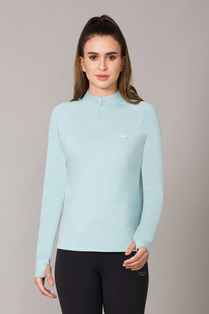 BLUE VAN HEUSEN HI TECH PULLOVER FULL SLEEVE TEE FOR WOMEN