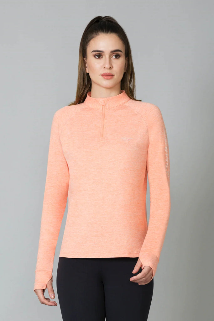 PEACH PLUM VAN HEUSEN HI TECH PULLOVER FULL SLEEVE TEE FOR WOMEN