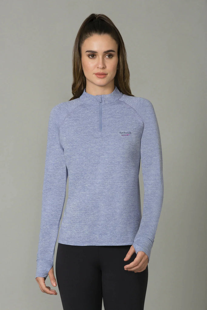 BLUE VAN HEUSEN HI TECH PULLOVER FULL SLEEVE TEE FOR WOMEN