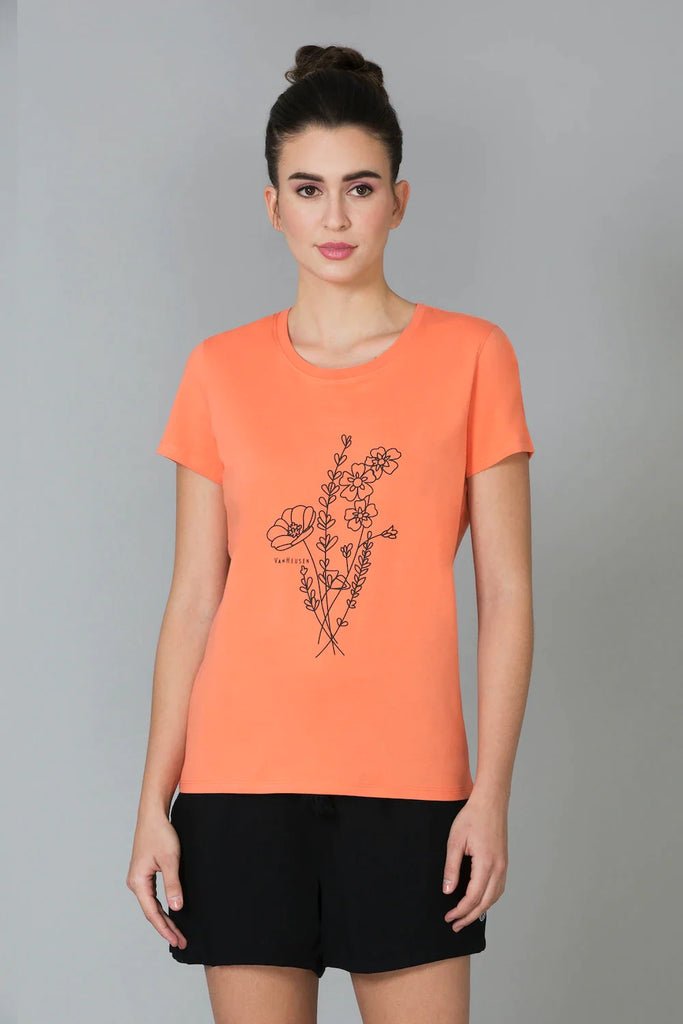 CORAL VAN HEUSEN WOMEN's PRINTED CREW NECK TEE