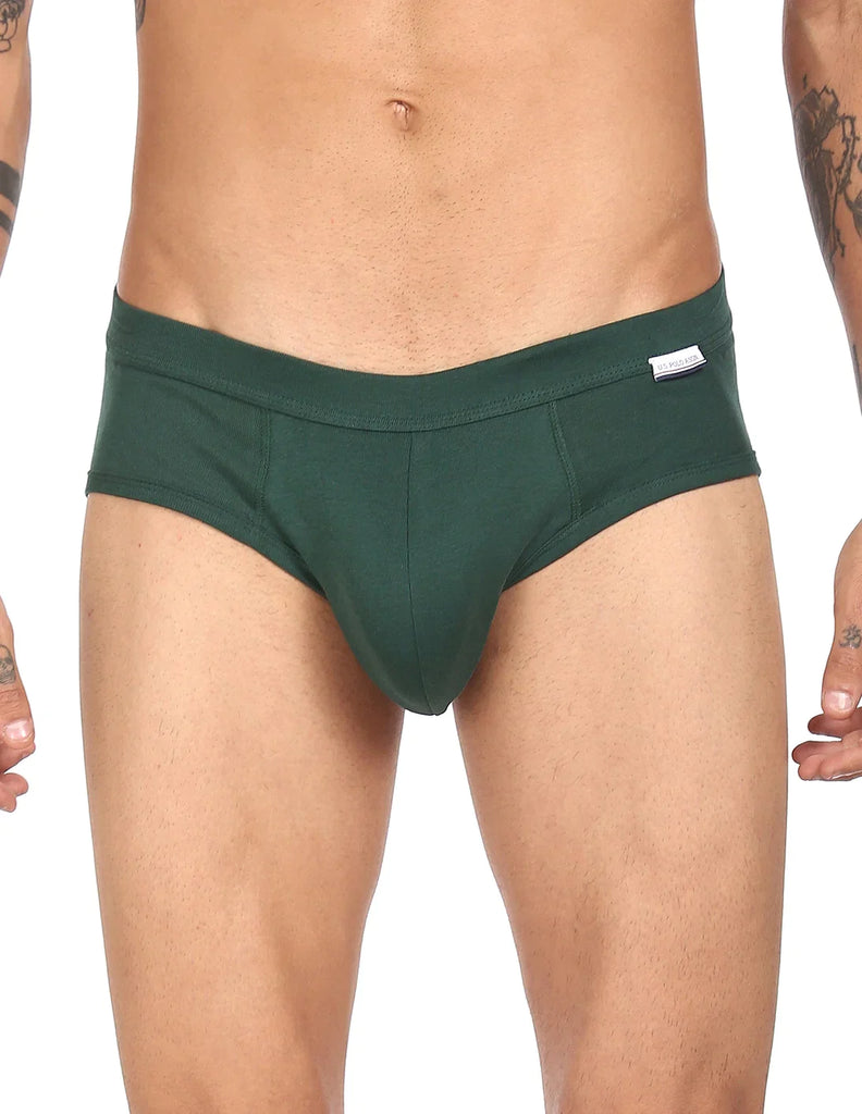 USPA BISTRO GREEN Mid-Waist Solid Cotton Briefs Underwear for Men