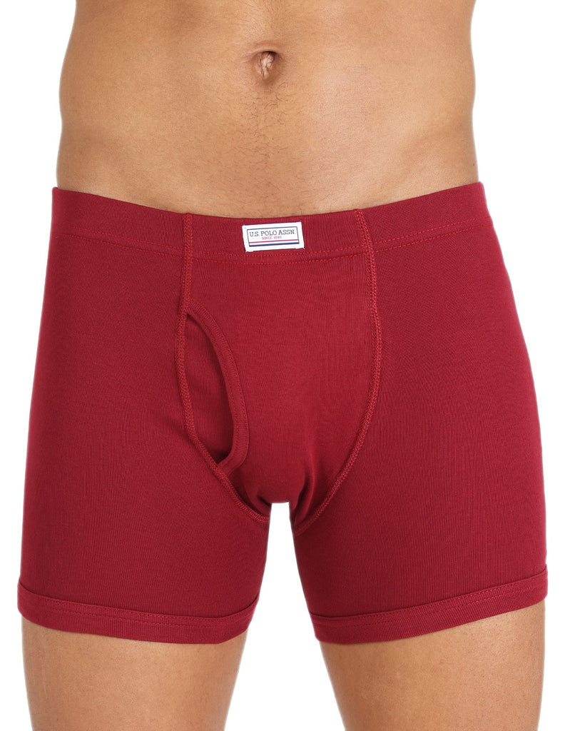USPA Wine Solid Boxer Brief Underwear For Men