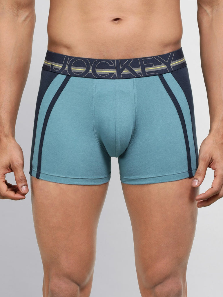 Aegean Blue Jockey Elastane Stretch Solid Trunk Underwear For Men