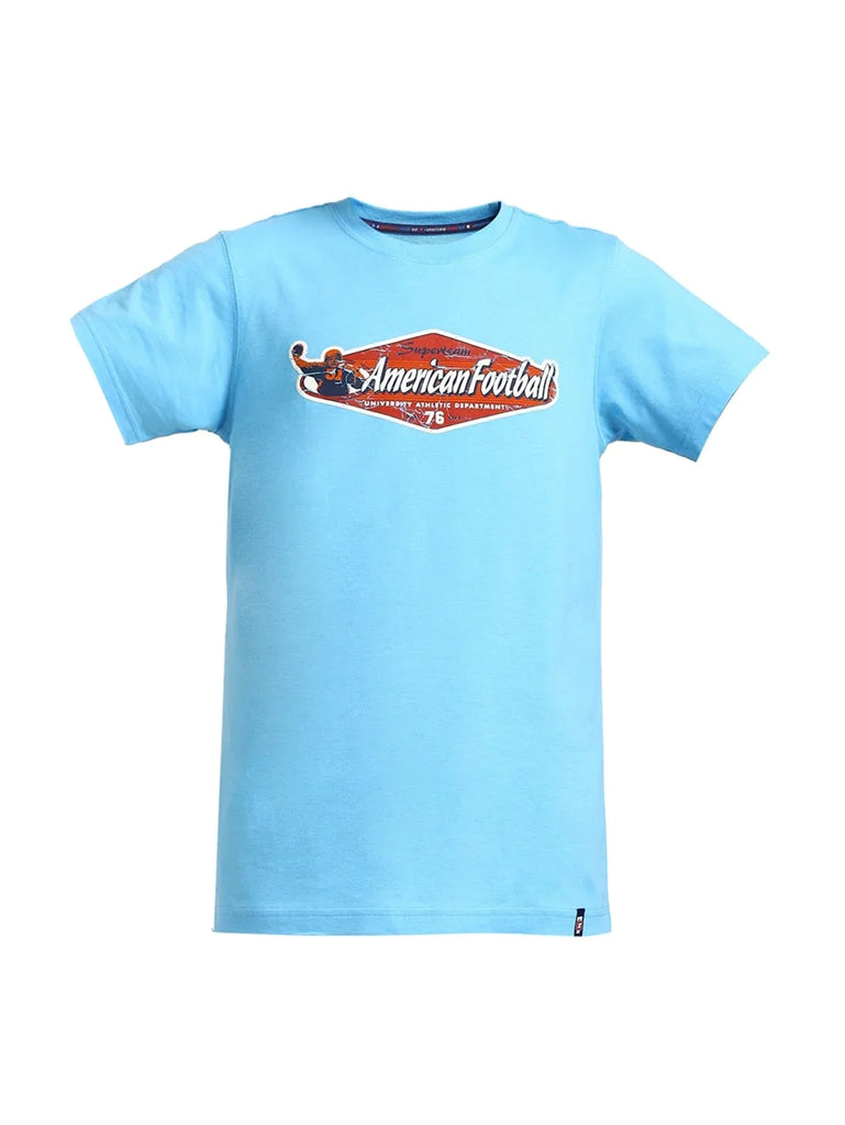 Alaskan Blue JOCKEY Boy's Graphic Printed Half Sleeve T-Shirt