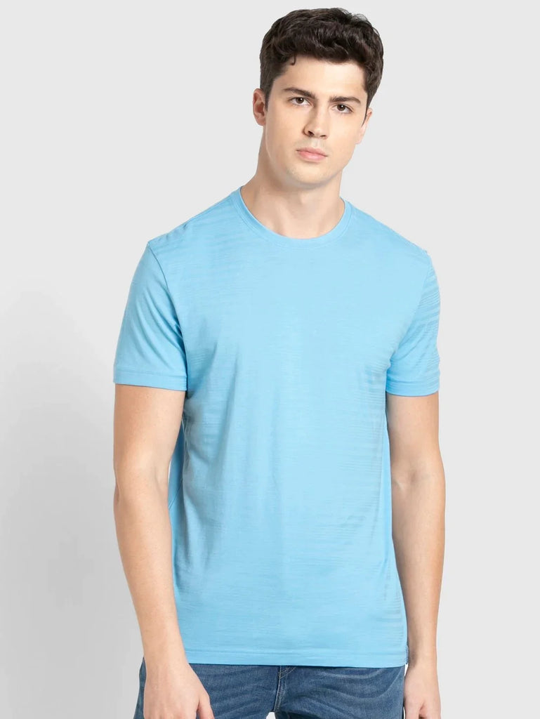 Alaskan Blue JOCKEY Men's Solid Round Neck Half Sleeve T-Shirt