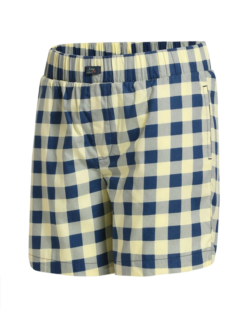 Yellow JOKCEY Girl's Super Combed Cotton Woven Relaxed Fit Printed Shorts