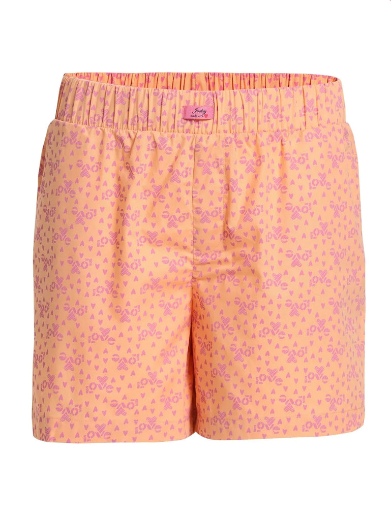 Orange JOKCEY Girl's Super Combed Cotton Woven Relaxed Fit Printed Shorts