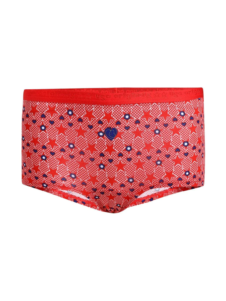 Red JOCKEY Girl's Super Combed Cotton Elastane Stretch Printed Shorts 