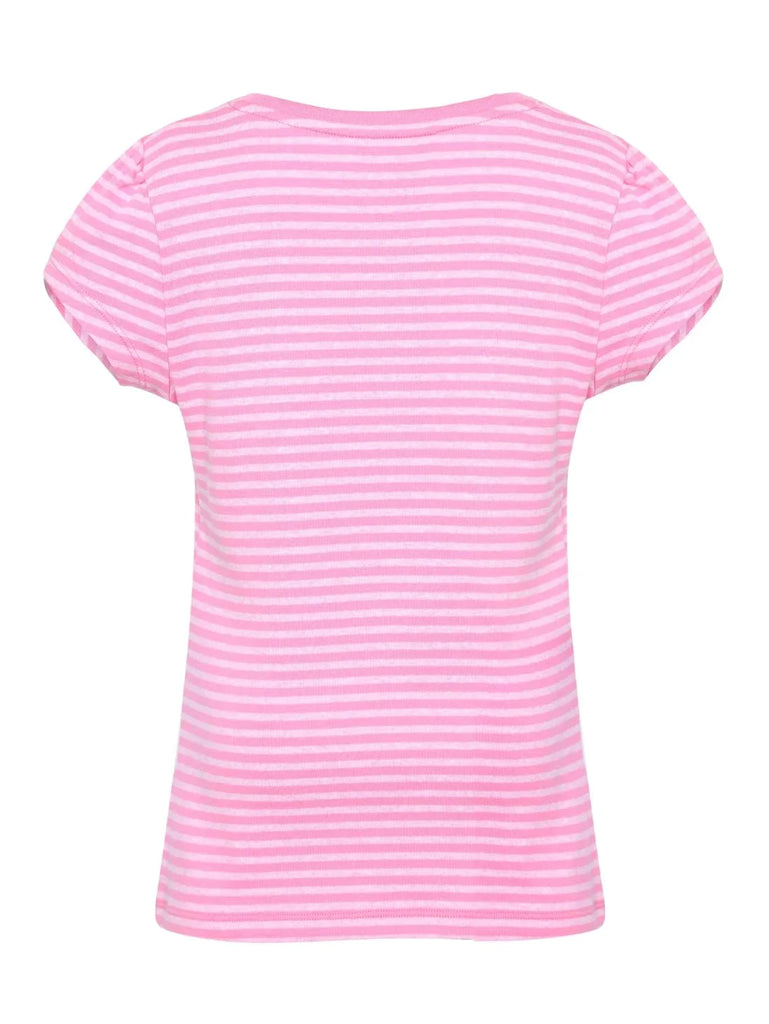 Aurora Pink & Pink lady Melange Jockey Girl's Striped Short Sleeve T-Shirt