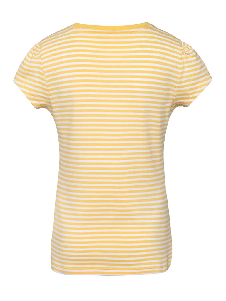 Banana Cream & White Jockey Girl's Striped Short Sleeve T-Shirt