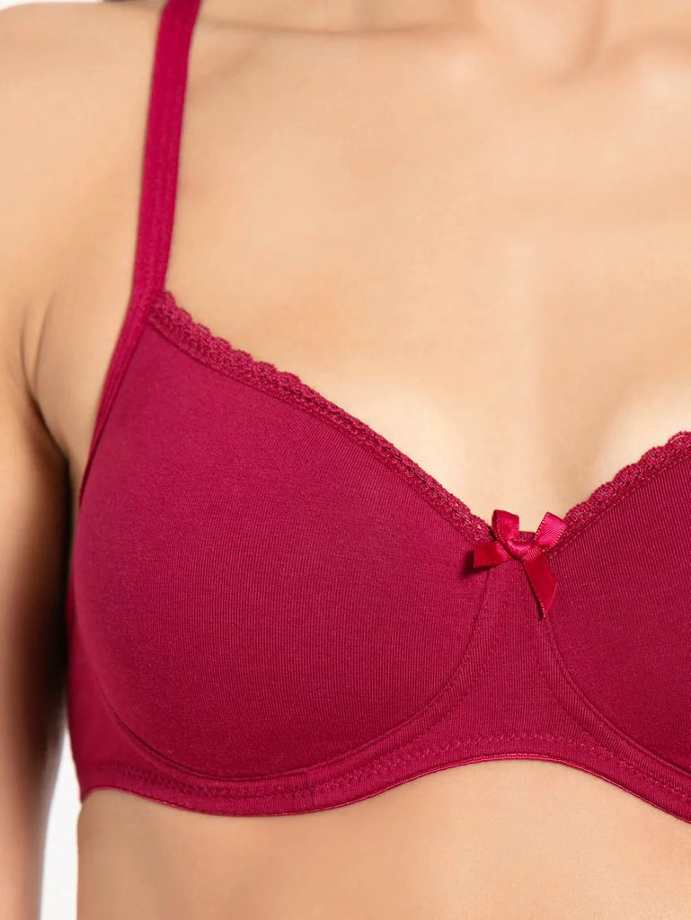 Beet Red JOCKEY Women's Wirefree Padded Medium Coverage T-Shirt Bra