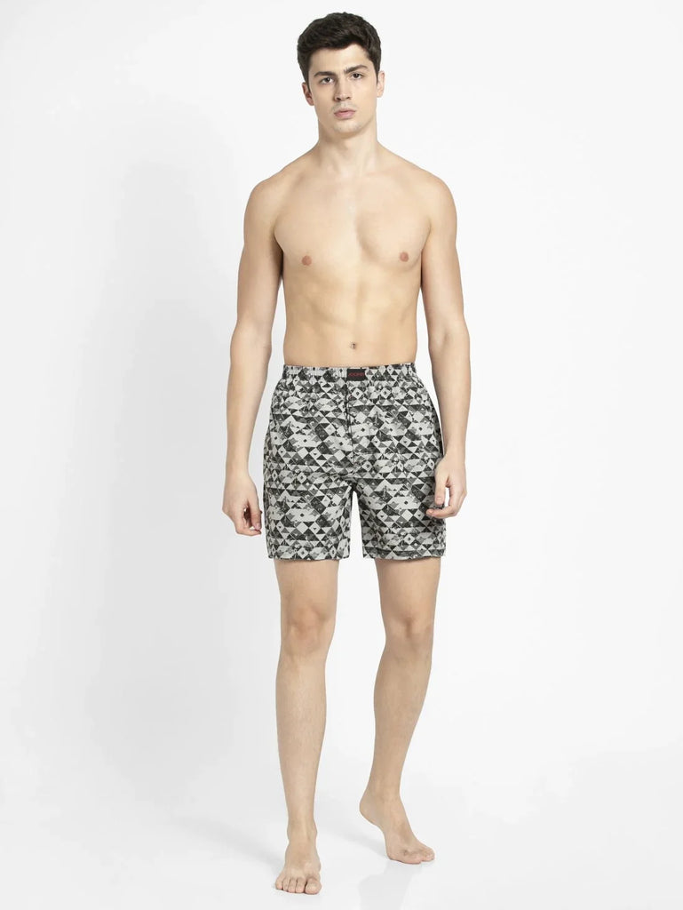 Black & Grey JOCKEY Men's Printed Boxer Shorts