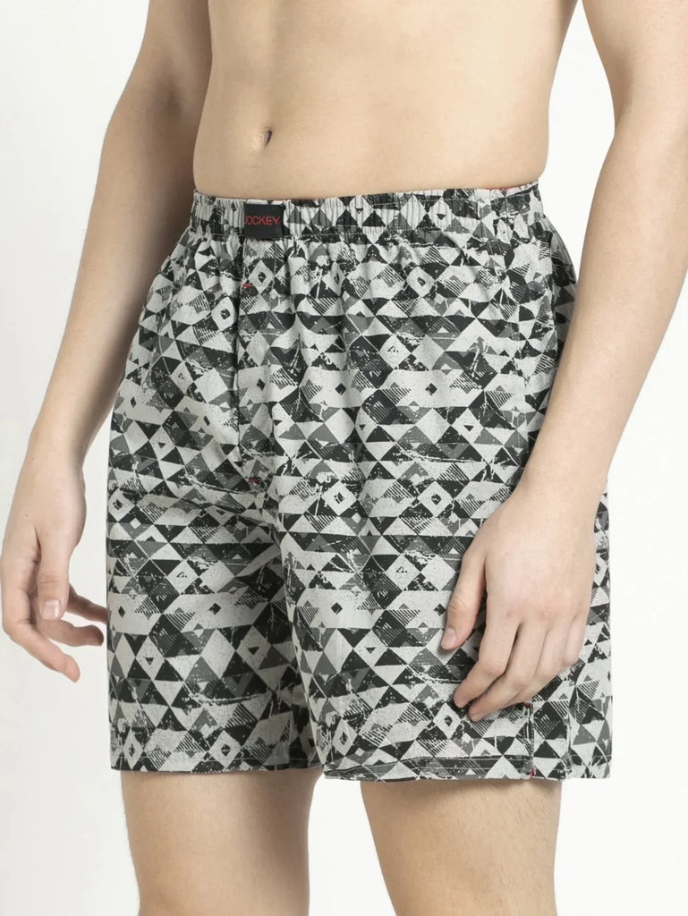 Black & Grey JOCKEY Men's Printed Boxer Shorts