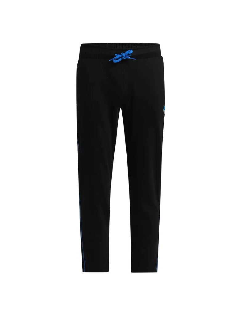 Black & Neon Blue Jockey Boy's Super Combed Cotton Rich Graphic Printed Trackpants