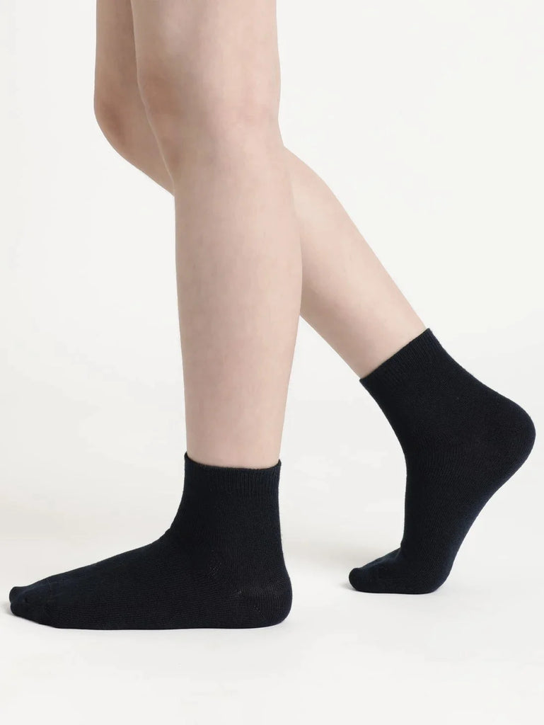 Black Jockey Unisex Kid's Compact Cotton Stretch Solid Ankle Length Socks With Stay Fresh Treatment