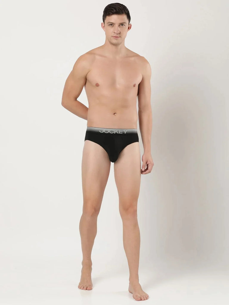 Black Solid Jockey Brief Underwear Men