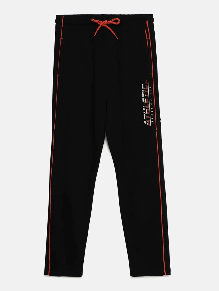 Black Jockey Boy's Super Combed Cotton Rich Graphic Printed Trackpants