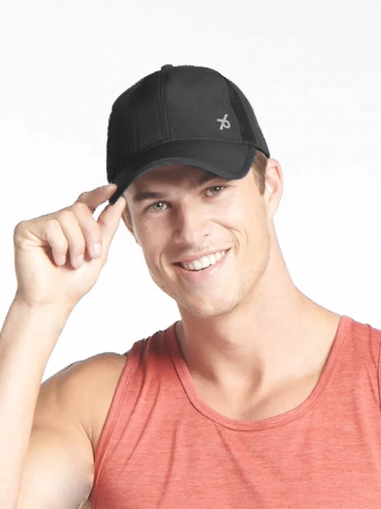 Black Polyester Solid Cap with Adjustable Back Closure