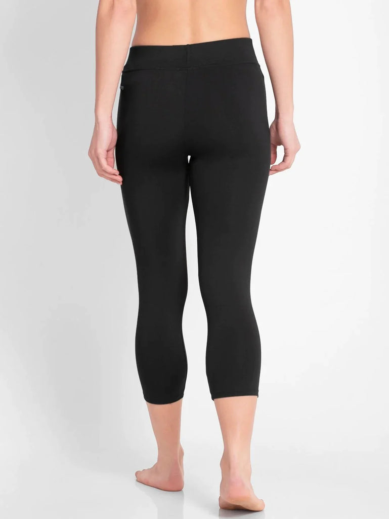 Black JOCKEY Women's Tactel Microfiber Elastane Stretch Slim Fit Capri.