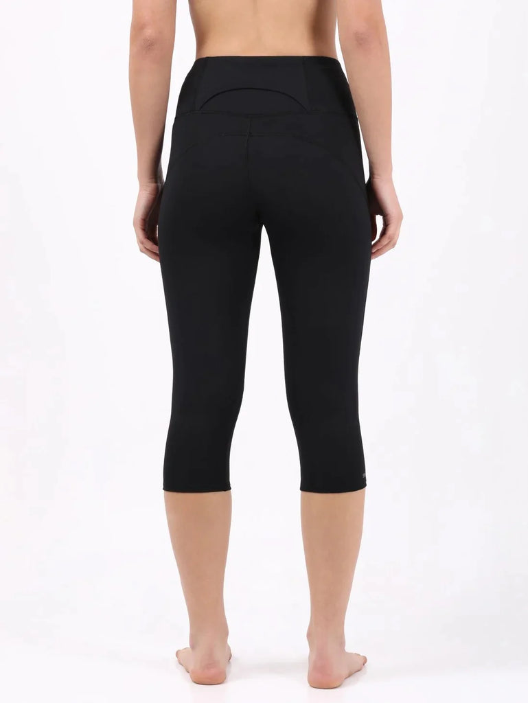 Black JOCKEY Women's Microfiber Elastane Stretch Slim Fit Printed Capri.