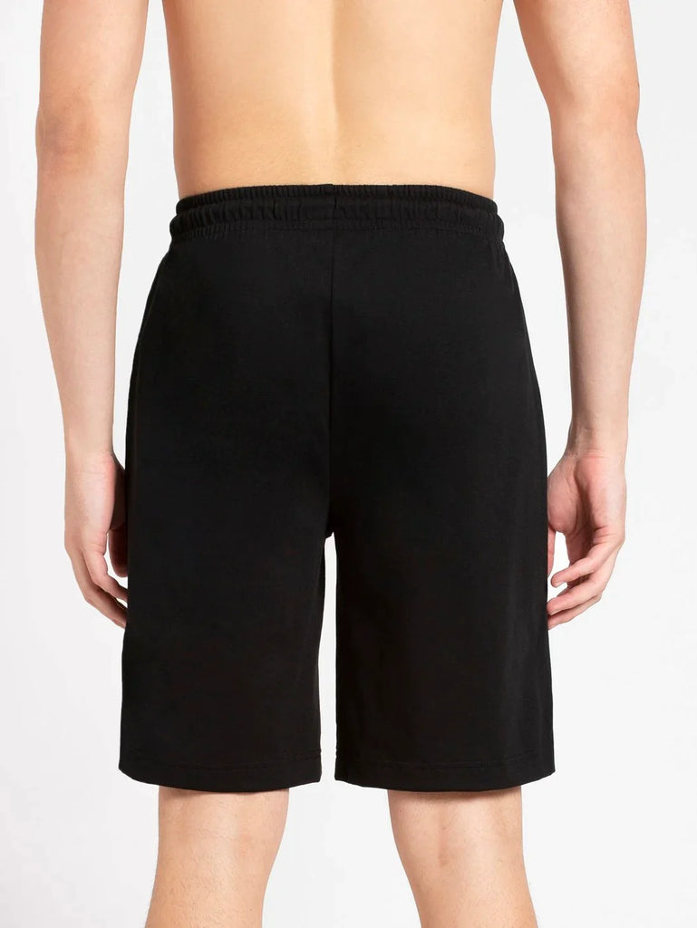 Black & Charcoal Melange JOCKEY Men's Straight Fit Solid Shorts