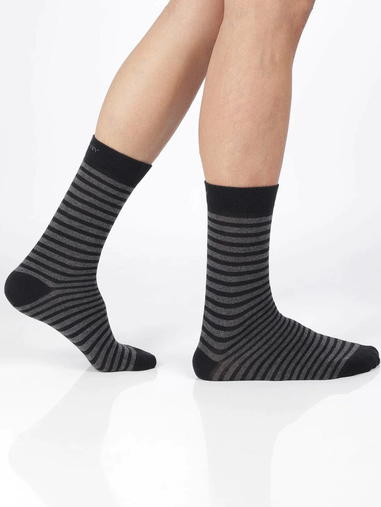 Black Jockey Men's Compact Cotton Stretch Crew Length Socks With Stay Fresh Treatment