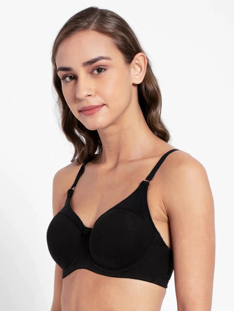 Black JOCKEY Women's Under-Wired Padded Full Coverage T-Shirt Bra