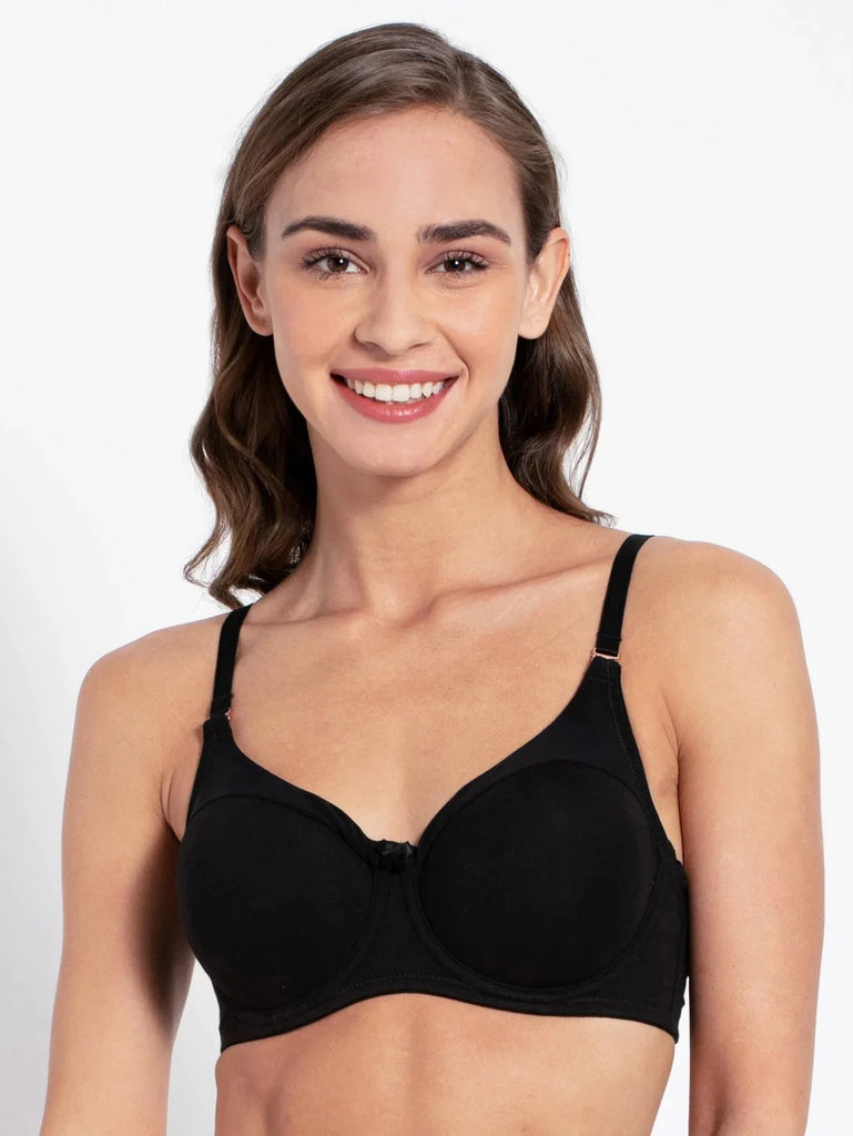 Black JOCKEY Women's Under-Wired Padded Full Coverage T-Shirt Bra