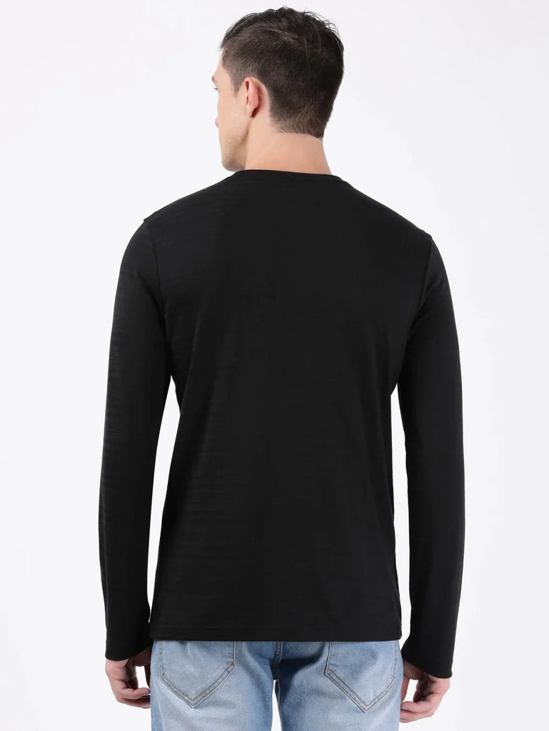 Black JOCKEY Men's Solid Round Neck Full Sleeve T-Shirt