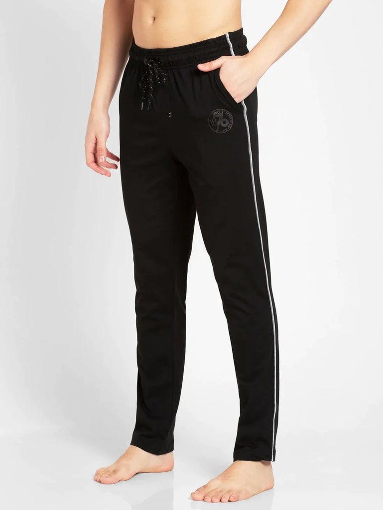 Black & Grey Melange Slim Fit JOCKEY Men's Trackpants