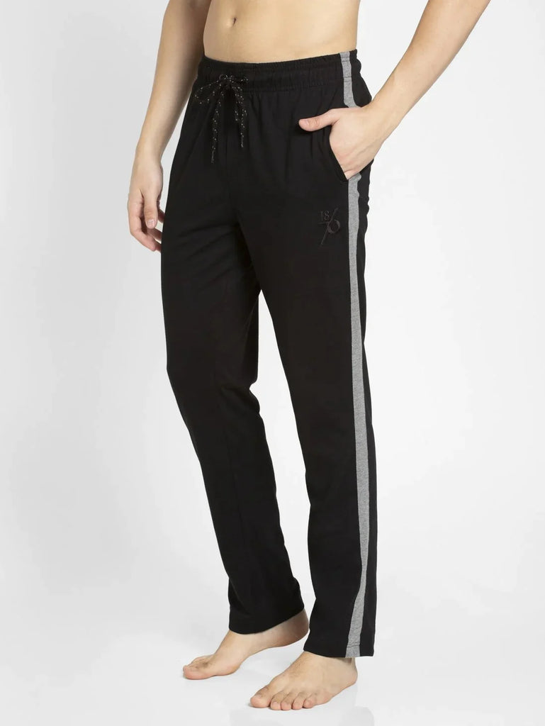 Black & Grey Melange Straight Fit JOCKEY Men's Trackpants.